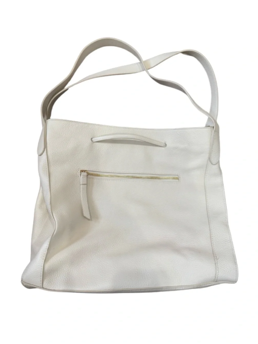 Laggo Andrea Hobo Shoulder Bag Creamy White Pebbled Leather